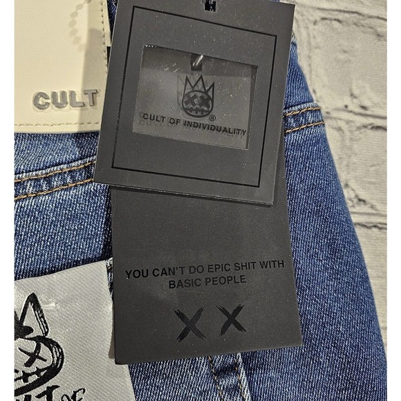 Cult Of Individuality Punk Super Skinny Distressed Blue Pacific Jeans MENS 44 - Picture 6 of 14